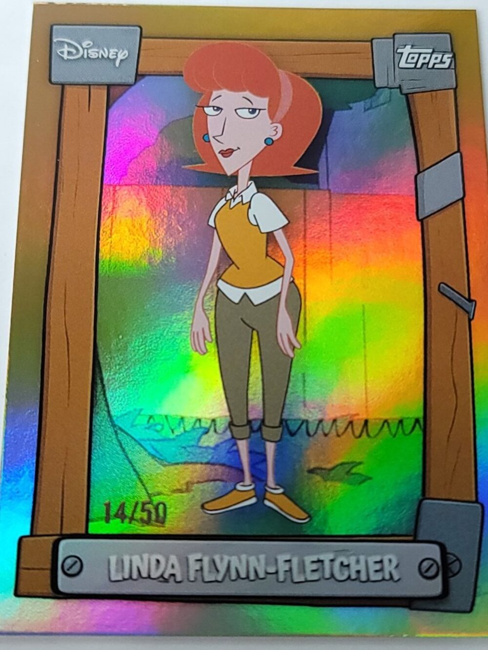 Linda Flynn Fletcher Topps 2026 Disney Neon Gold Phineas Ferb Limited 14/50